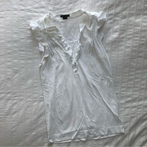 White Theory Ruffle Cap Sleeve Button Top Size S